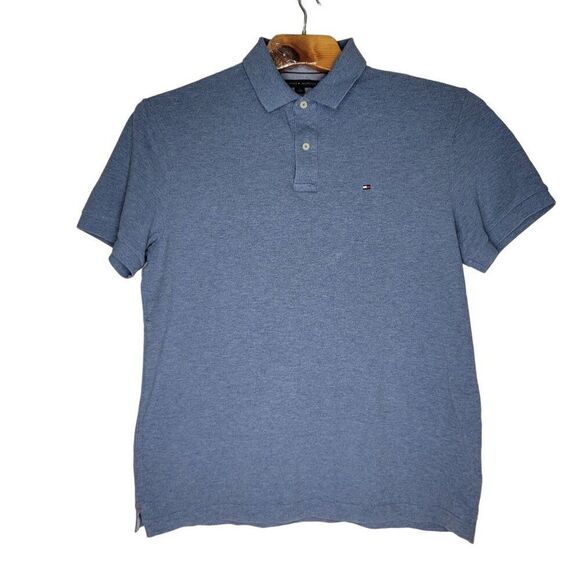 Tommy Hilfiger 2 Button Polo Shirt Men's Size XL Blue Custom Fit Short Sleeve - Picture 1 of 6
